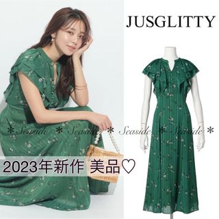 ジャスグリッティー(JUSGLITTY)の美品♡23SS ジャスグリッティー　ワンピース　完売 定価25300円　美人百花(ひざ丈ワンピース)