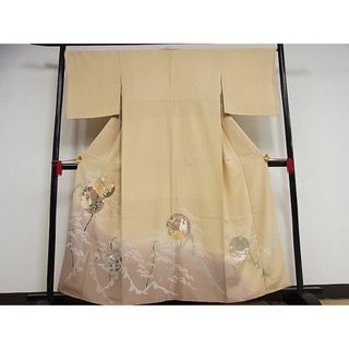 平和屋-こころ店■豪華色留袖　枝花　鶴　暈し染め　金彩　正絹　逸品　AAAD3123Bph(着物)