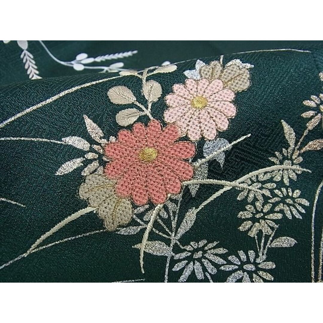 平和屋-こころ店■訪問着　刺繍　流水花文　たたき染め　金銀彩　正絹　逸品　AAAD8134Atn レディースの水着/浴衣(着物)の商品写真