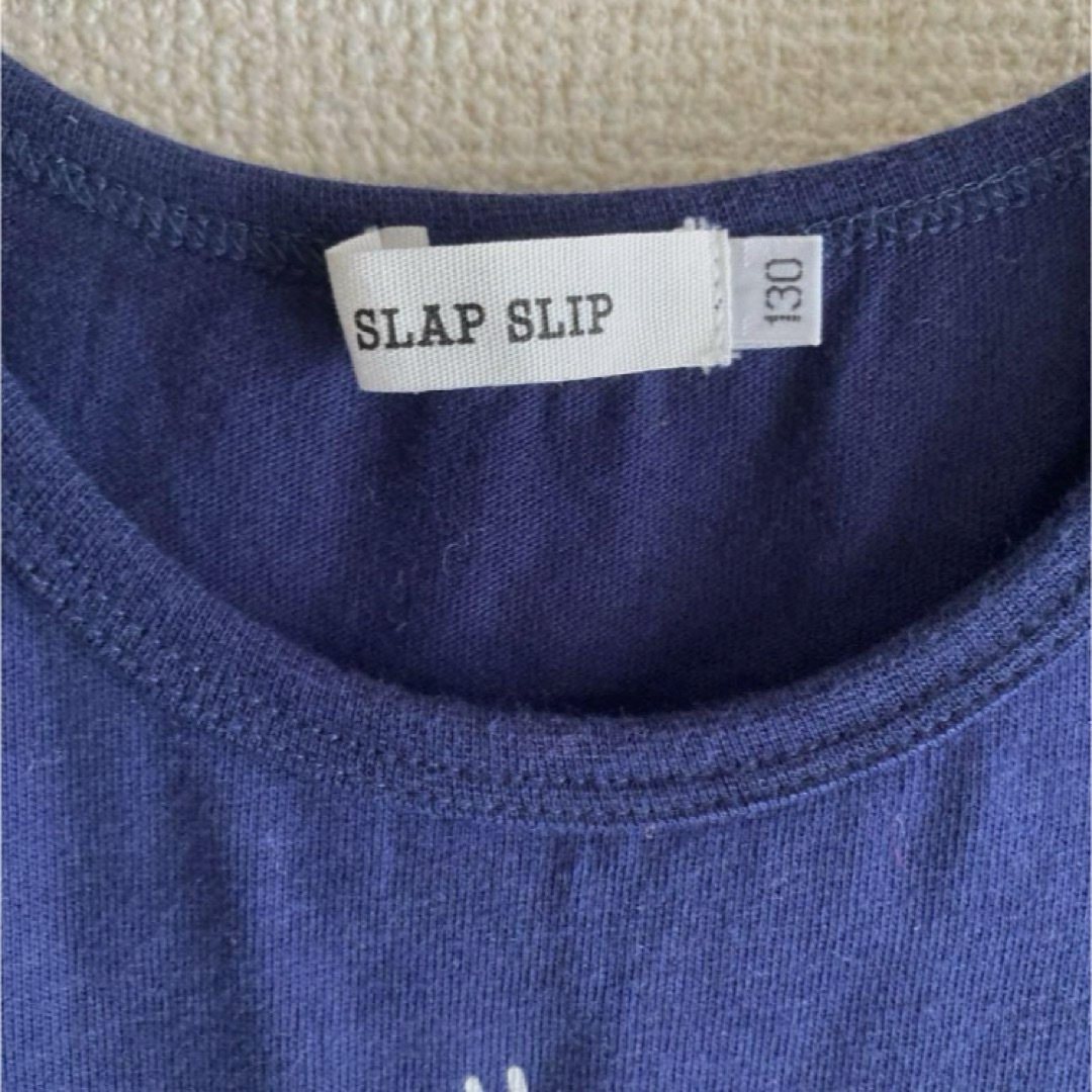 SLAP SLIP(スラップスリップ)の☆美品☆SLAP SLIP ワンピース　ネイビー　130 キッズ/ベビー/マタニティのキッズ服女の子用(90cm~)(ワンピース)の商品写真