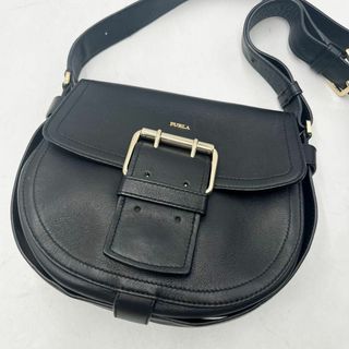 フルラ(Furla)の美品✨ フルラ FURLA ショルダーバッグ ハッシュタグ レザー　ブラック(ショルダーバッグ)