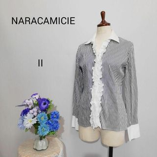 ナラカミーチェ(NARACAMICIE)のナラカミーチェ　極上美品　長袖ブラウス　ストライプ柄　Lサイズ(シャツ/ブラウス(長袖/七分))