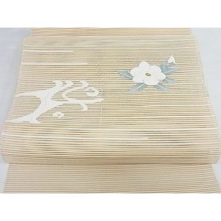 平和屋-こころ店■夏物　名古屋帯　反物　草花文　正絹　逸品　未使用　AAAD0688Boa(帯)