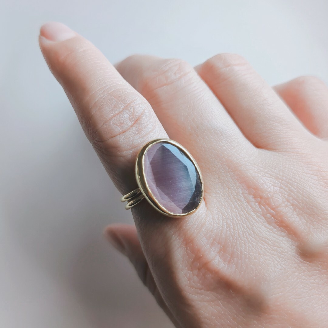 最新作★『Purple Moonstone』の世界でひとつの天然石リング レディースのアクセサリー(リング(指輪))の商品写真