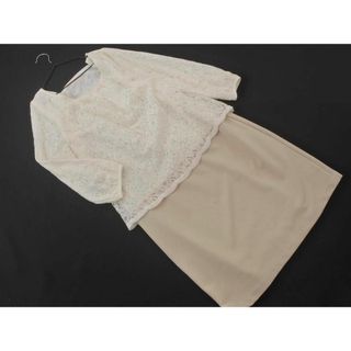 エニィスィス(anySiS)のany SiS エニィスィス レース ドッキング ワンピース size2/オフホワイトｘベージュ ■◇ レディース(ミニワンピース)