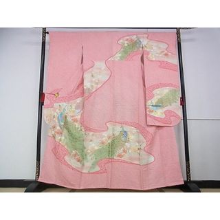 平和屋-こころ店■豪華振袖　駒刺繍　絞り　孔雀花文　金銀彩　やまと誂製　正絹　逸品　AAAD8259Atn(振袖)