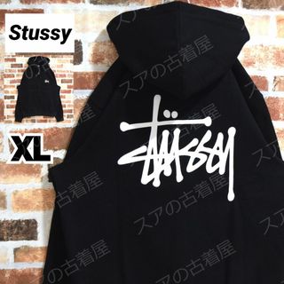 STUSSY - 《ステューシー》正規・新品タグ　ビッグロゴ　ブラック　XL　フルジップパーカー