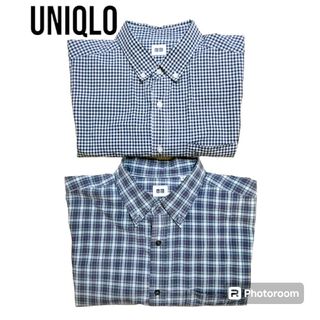 UNIQLO - ユニクロ ボタンダウン 長袖カッターシャツ Lサイズ チェック柄 2枚セット