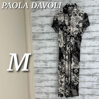 PAOLA DAVOLI 半袖ロングワンピース　カットソー　イタリア　花柄　M(ロングワンピース/マキシワンピース)