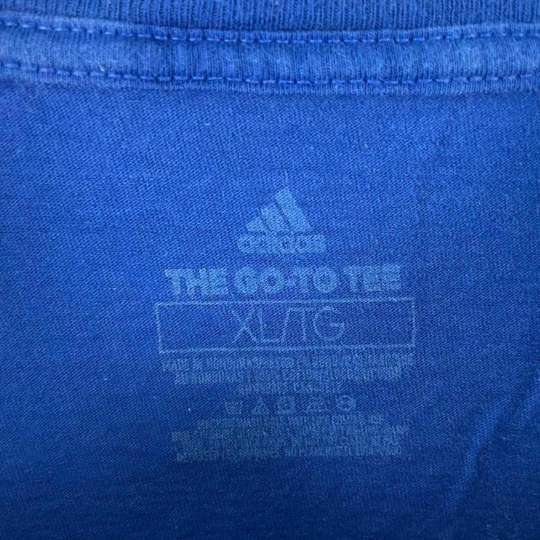 adidas(アディダス)のUSA古着 adidas オーバーサイズ Tシャツ 青 スパルタン デカロゴ メンズのトップス(Tシャツ/カットソー(半袖/袖なし))の商品写真