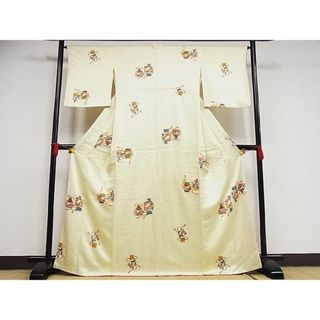 平和屋-こころ店■上質な小紋　花器物文　正絹　逸品　AAAD3203Bph(着物)