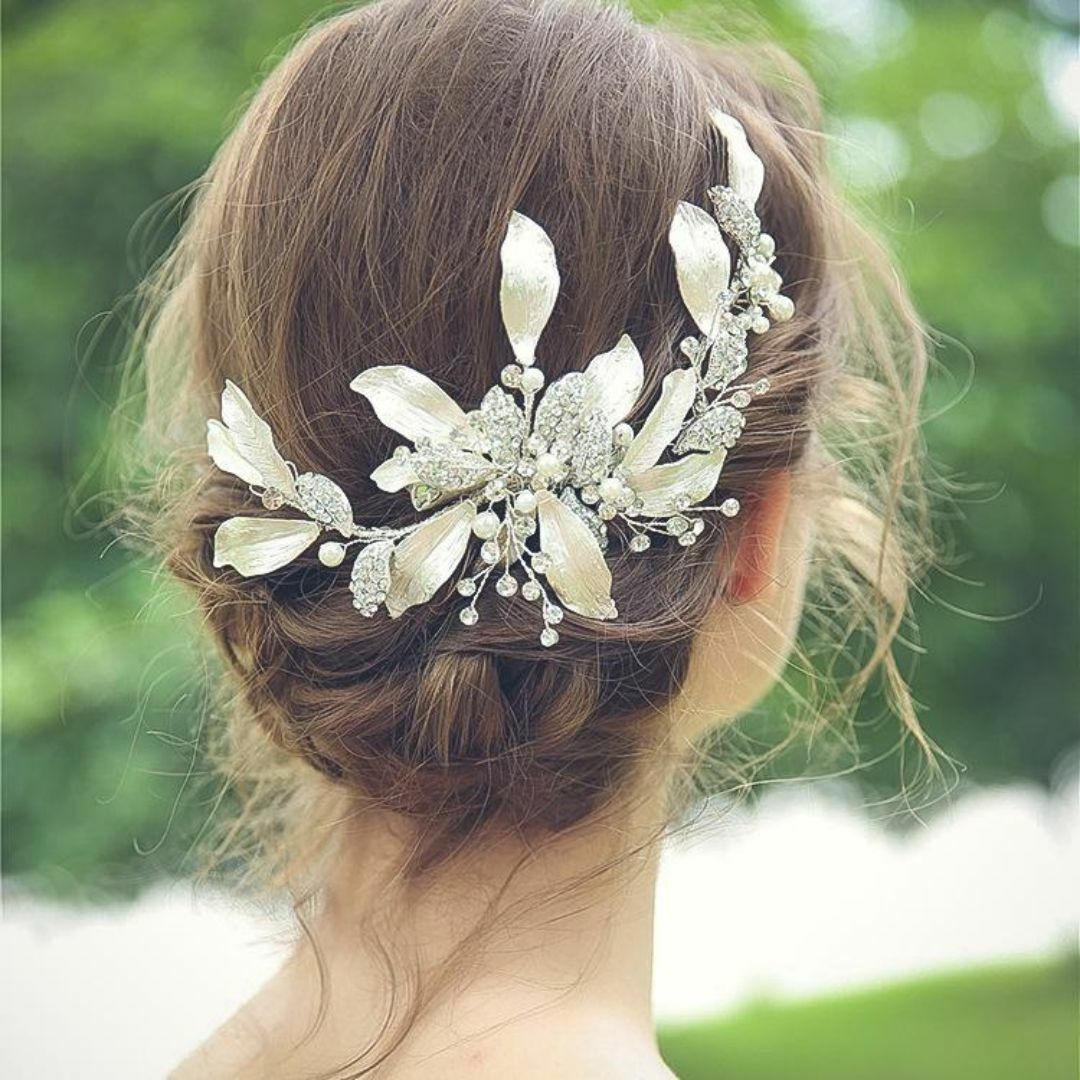 新品 ヘッドドレス ウェディング ヘアアクセサリー シルバー 大きめ 結婚式 レディースのアクセサリー(その他)の商品写真