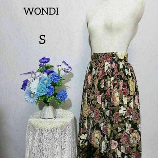 Wondi 極上美品　プリーツスカート　Sサイズ　花柄系(ひざ丈スカート)