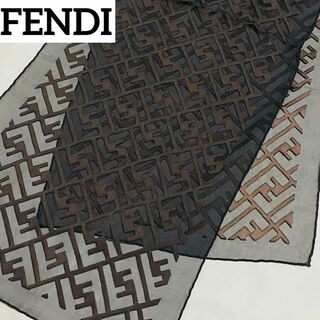 FENDI - 極美品 ★FENDI★ ストール シフォン ズッカ シルク混 ベロア ブラック
