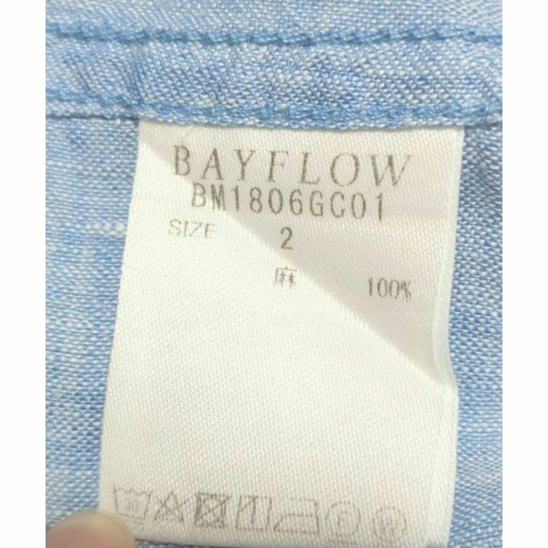 BAYFLOW(ベイフロー)の【BAYFLOW】ベイフロー　麻100%　シャツ　胸ポケット　七分袖　サイズ2 レディースのトップス(シャツ/ブラウス(長袖/七分))の商品写真