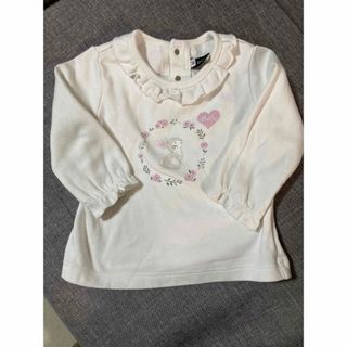 ベベ(BeBe)のべべ　トップス　襟フリルTシャツ　ホワイト　80(Ｔシャツ)