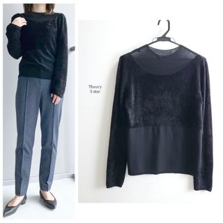 theory - 美品☆21AW☆Theory セオリー ボアシースルー デザインニット ブラック