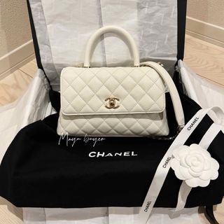 シャネル(CHANEL)のCHANEL ココハンドル 24 XS キャビアスキン ホワイト(ショルダーバッグ)