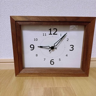【美品】La-Luz (ラ・ルース) リブクロック レクタングル　木製　(置時計)