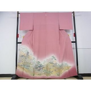 平和屋-こころ店■豪華色留袖　寿光織　京名所風景文　金糸　正絹　逸品　AAAD8173Atn(着物)