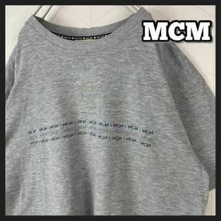 完売品 MCM エムシーエム Tシャツ 刺繍 プリント ロゴ 半袖 グレー L