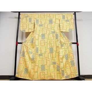 平和屋-こころ店■上質な小紋　絞り　幾何学文様　正絹　逸品　AAAD3166Bph(着物)