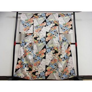 平和屋-こころ店■上質な小紋　草花文　正絹　逸品　AAAD3163Bph(着物)