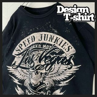 USA古着 SPEED JUNKIES Tシャツ スカル 羽 髑髏 ラスベガス(Tシャツ/カットソー(半袖/袖なし))