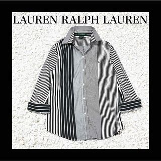 Ralph Lauren - 美品　ローレン　ラルフローレン　シャツ　長袖　ストライプ　クレイジー　ロゴ　黒