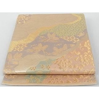 平和屋-こころ店◎六通柄袋帯　道長吉祥花文　金糸　正絹　逸品　AAAD1771Aog(帯)