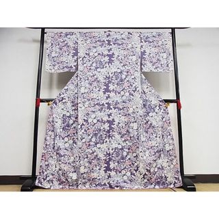 平和屋-こころ店■上質な小紋　枝花文　正絹　逸品　未使用　AAAD2413Bph(着物)