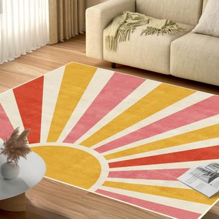 【色: sun】Weavivaカーペット ラグ ラグマット 135cm×185c