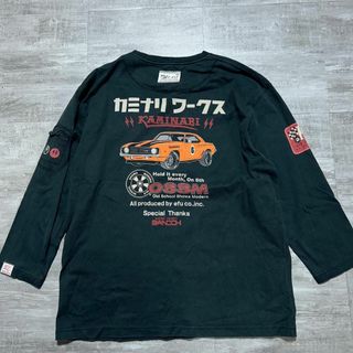 カミナリワークス カミナリモータース ラグランTシャツ 七分袖 黒 限定解除XL(Tシャツ/カットソー(七分/長袖))