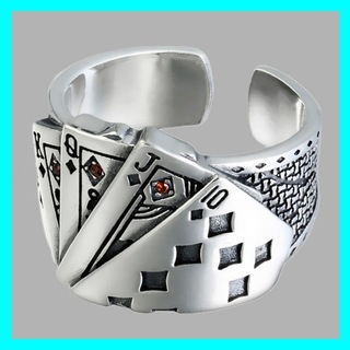 指輪 トランプ リング ダイヤ フリーサイズ S925 銀 シルバー925 韓国(リング(指輪))