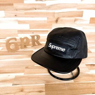 Supreme - レア【シュプリーム】ボックス ロゴ ラム 本革レザー ジェットキャップ 黒×白