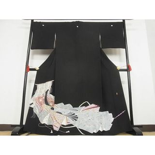 平和屋-こころ店■豪華黒留袖　作家物　女人文　正絹　逸品　AAAD0995cy(着物)