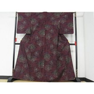 平和屋-こころ店■上質な紬　更紗花文　正絹　逸品　AAAD7252Acs(着物)