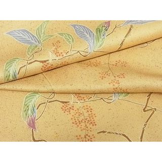 平和屋-こころ店■上質な小紋　単衣　枝葉文　正絹　逸品　AAAE2953cy(着物)