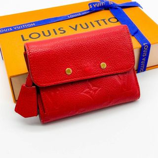 ルイヴィトン(LOUIS VUITTON)のSS美品 ルイヴィトン モノグラム アンプラント ポンヌフ コンパクト 財布 赤(財布)