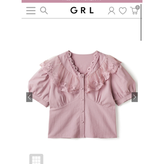 グレイル(GRL)のGRL グレイル　ピンク　花柄レースブラウス[at1798](シャツ/ブラウス(半袖/袖なし))