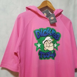 新品　Dickies　コラボ　ポパイ & ディッキーズ　パーカー  半袖　ピンク