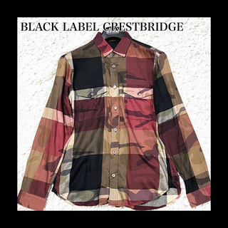 ブラックレーベルクレストブリッジ(BLACK LABEL CRESTBRIDGE)の美品　ブラックレーベルクレストブリッジ　シャツ　長袖　メガチェック　迷彩　M(シャツ)