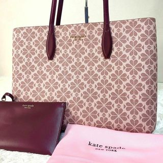 ケイトスペードニューヨーク(kate spade new york)の【未使用】　ケイトスペード　トートバック　レッド　フラワー　ポーチ付き(トートバッグ)