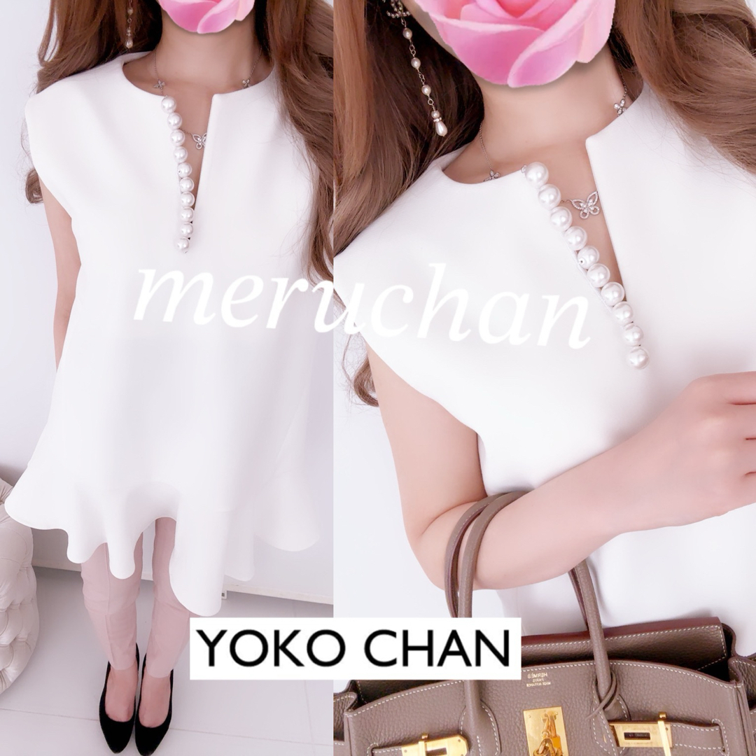 YOKO CHAN(ヨーコチャン)の人気商品✨ヨーコチャン パール フリル ノースリーブブラウス トップス レディースのトップス(シャツ/ブラウス(半袖/袖なし))の商品写真