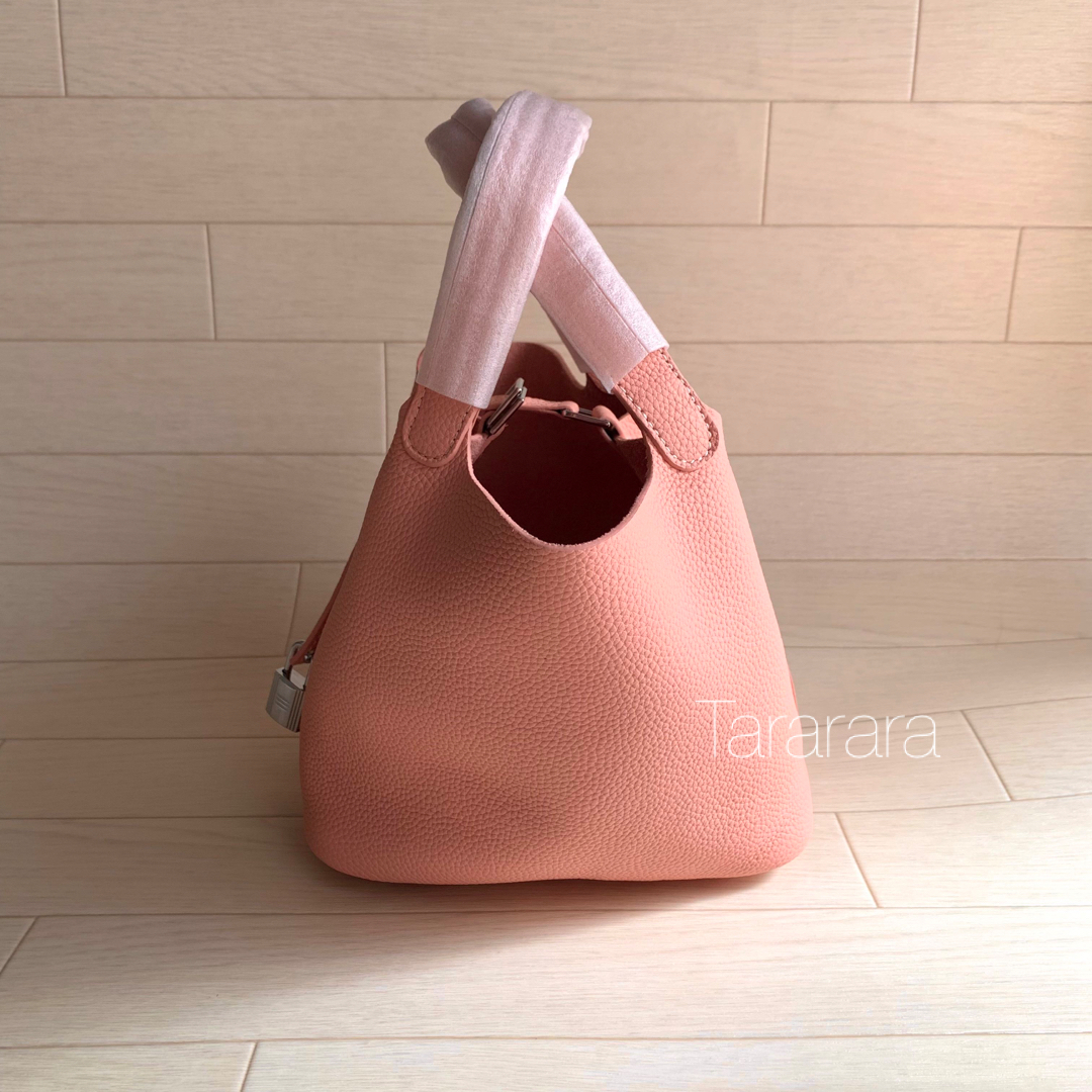 ●leather bucket bag ライトピンクS●本革 レディースのバッグ(トートバッグ)の商品写真