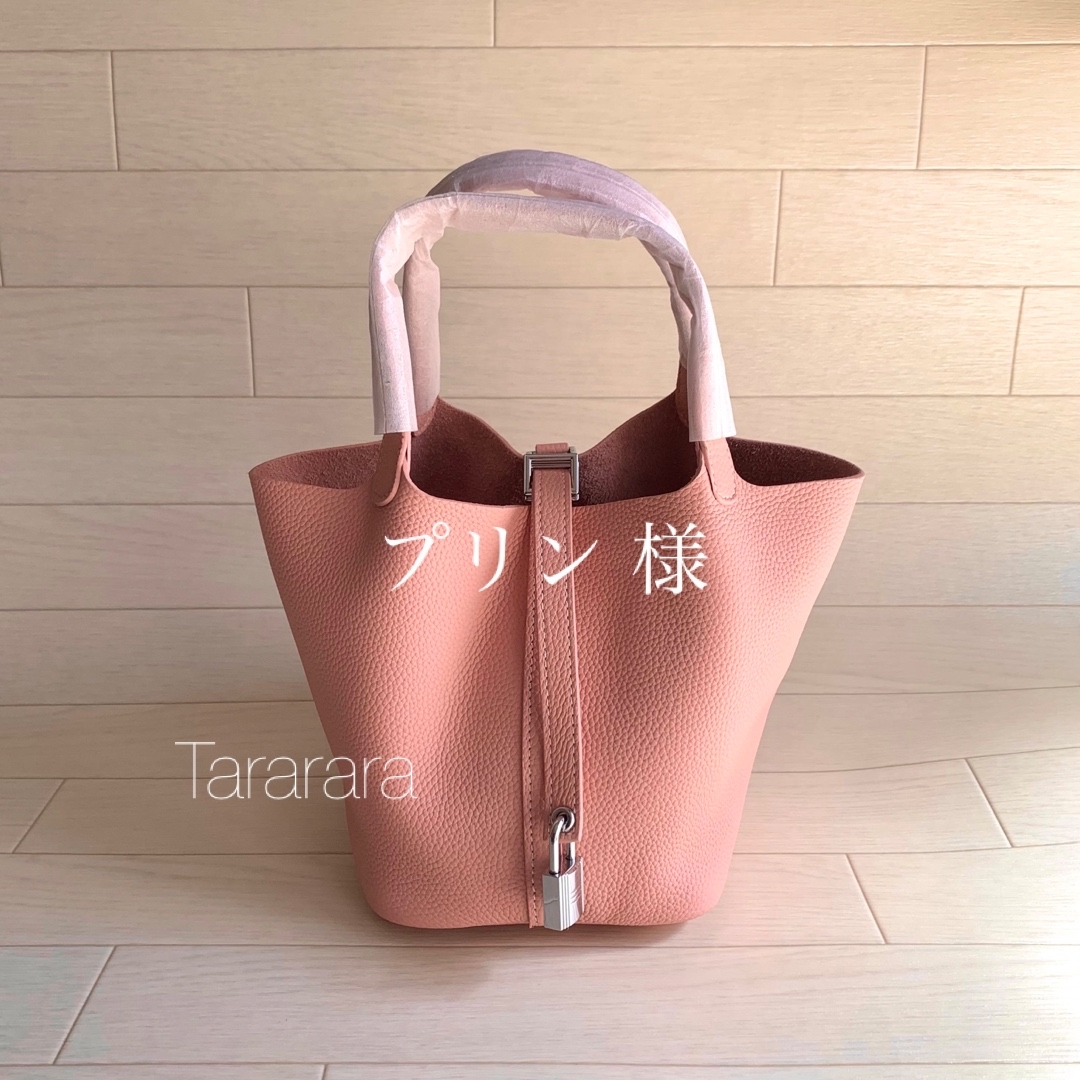 ●leather bucket bag ライトピンクS●本革 レディースのバッグ(トートバッグ)の商品写真