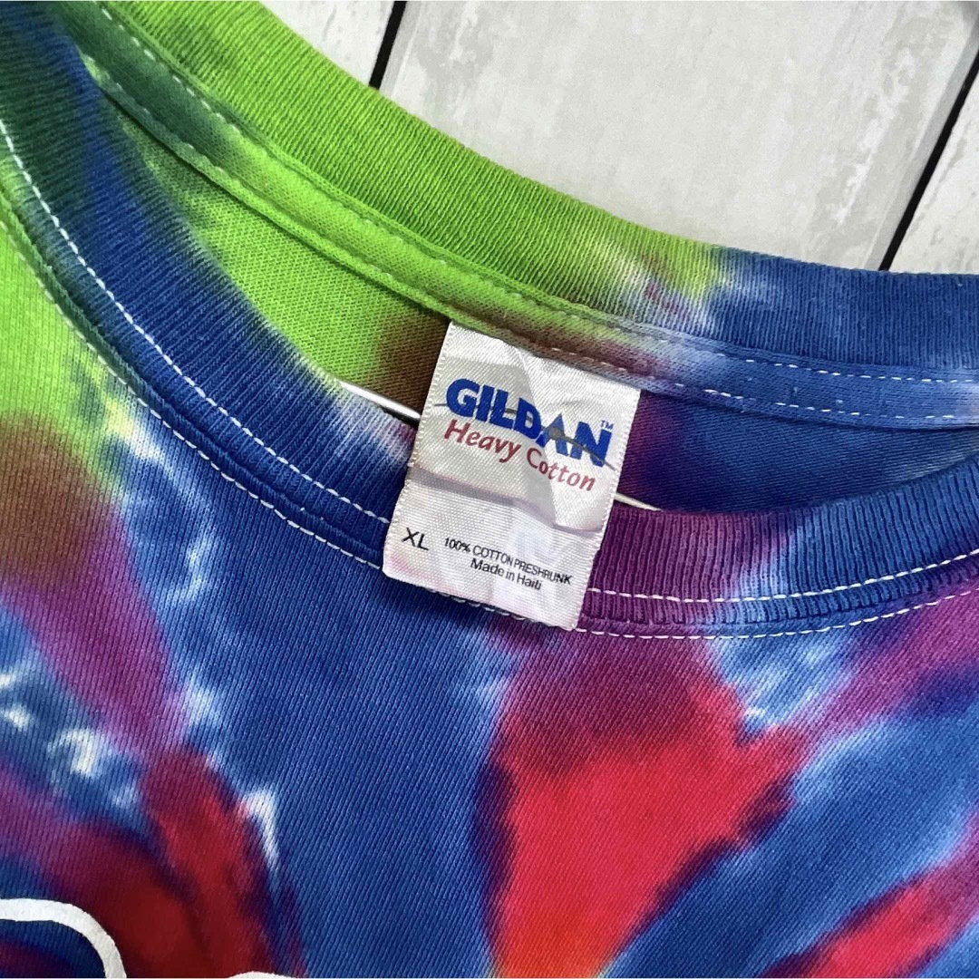 GILDAN(ギルタン)のUSA古着　GILDAN　Tシャツ　タイダイ柄　プリント　クマ　アニマル　ロゴ メンズのトップス(Tシャツ/カットソー(半袖/袖なし))の商品写真