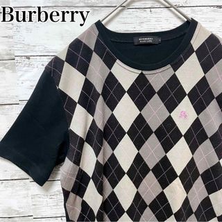 BURBERRY BLACK LABEL バーバリー　Tシャツ　半袖　ロゴ　刺繍