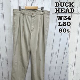 VINTAGE - USA古着　90s　DUCK HEAD　チノパン　ワークパンツ　ベージュ　W34