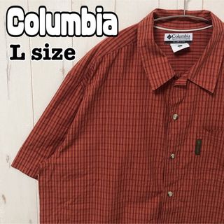 コロンビア(Columbia)のColumbia コロンビア 半袖 チェックシャツ コットン 赤 Lサイズ 古着(シャツ)